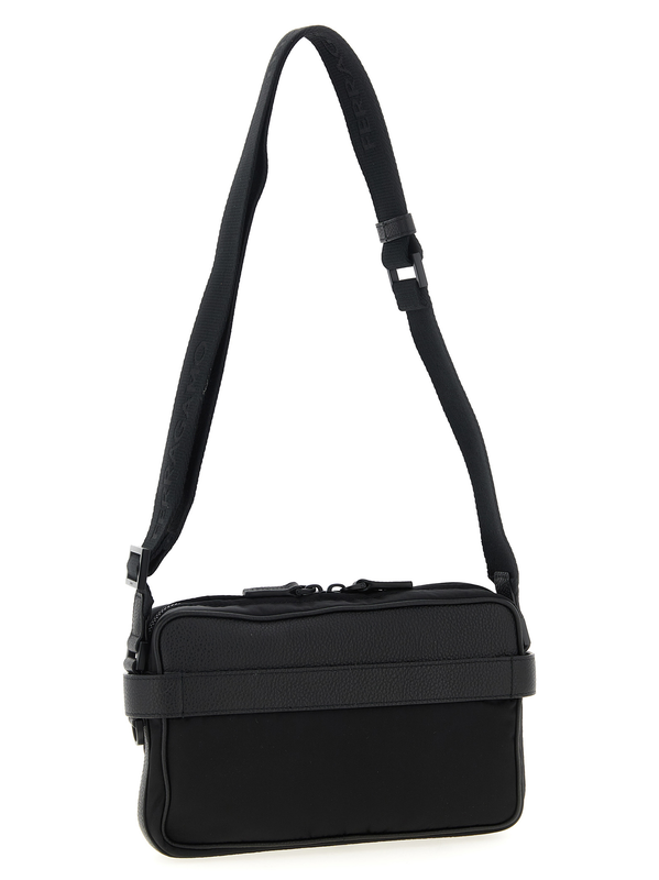 Black fabric crossbody bag-null