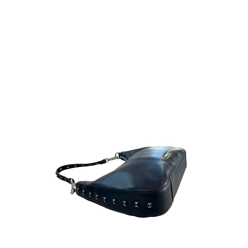 Black polyurethane women shoulder bag-null