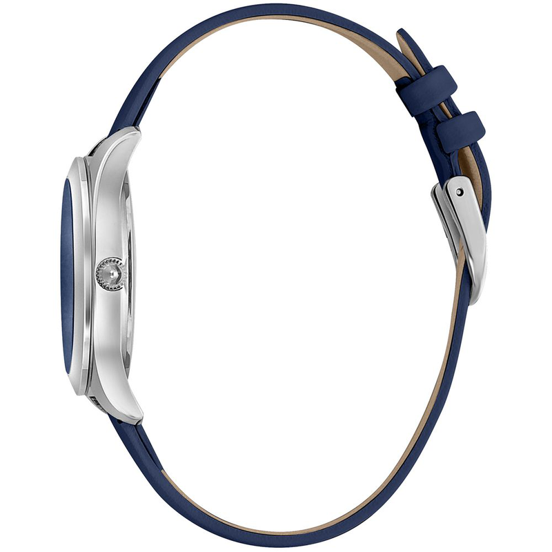 Blue leather dress watch-null