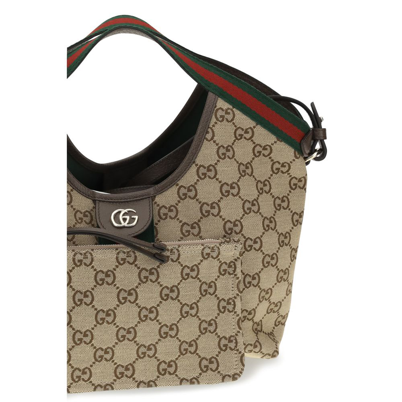 Beige fabric shoulder bag-null