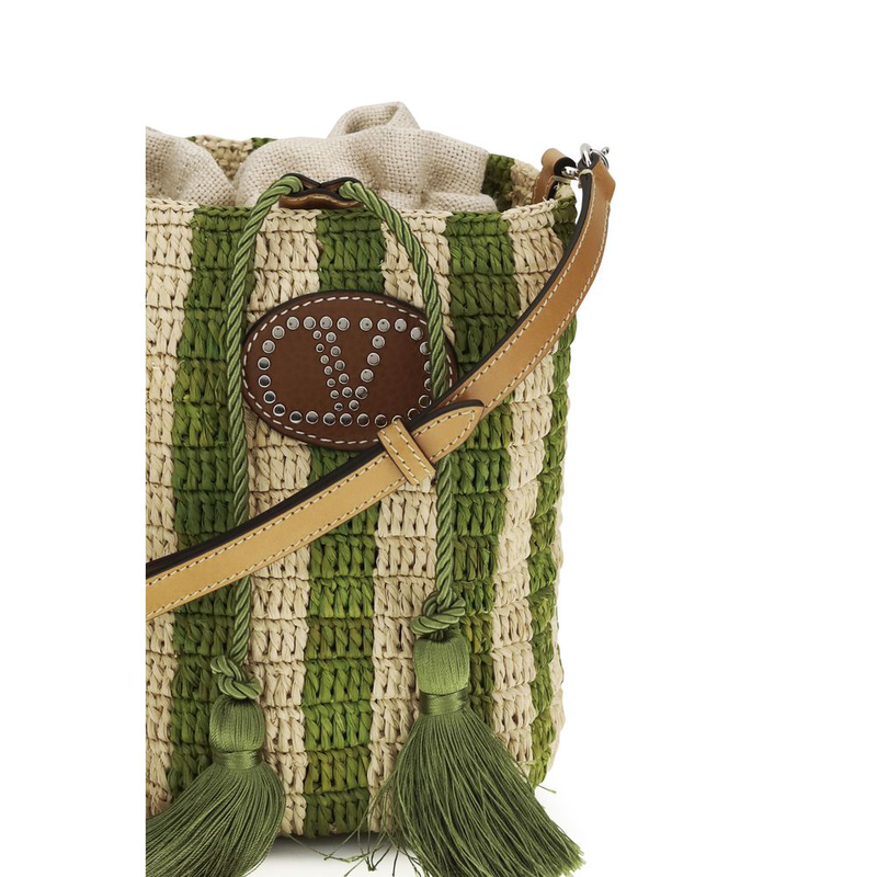Bicolor raffia backet bag-null