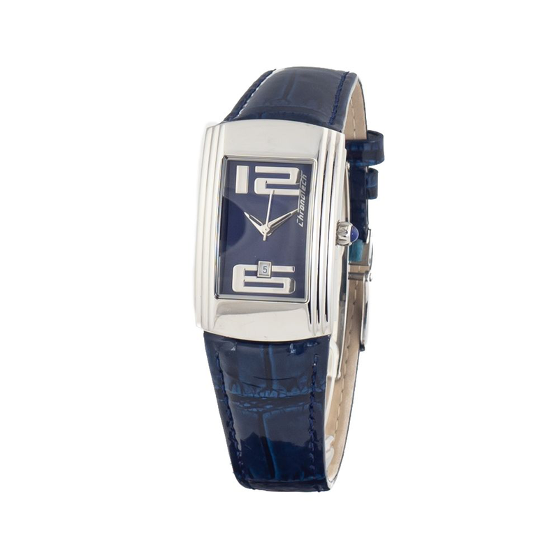 Blue leather dress watch-null