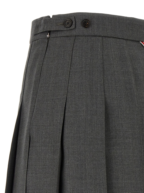 Gray wool long skirt-null