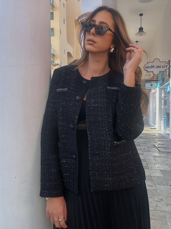 Tweed jacket collarless image number null