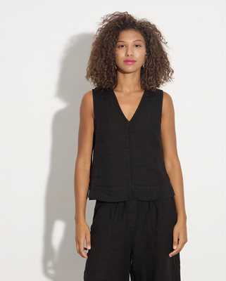 Top linen washed, Black, medium