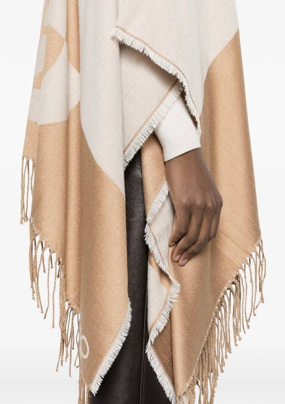 Liu Jo poncho with logo and fringes-null