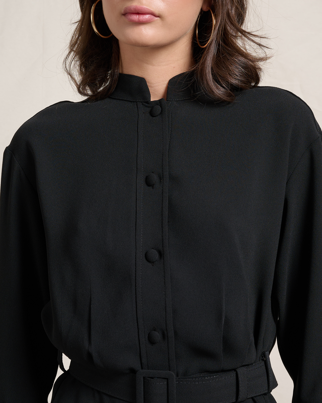 Dress crepe with belt image number null