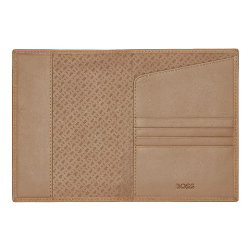 Boss passport holder classic grained camel-null