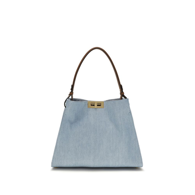 Blue cotton handbag, Blue, medium