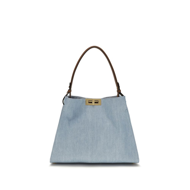 Blue cotton handbag-null