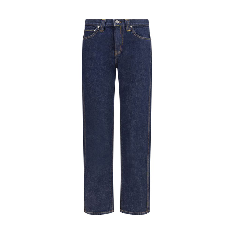 Blue cotton straight-leg jeans-null