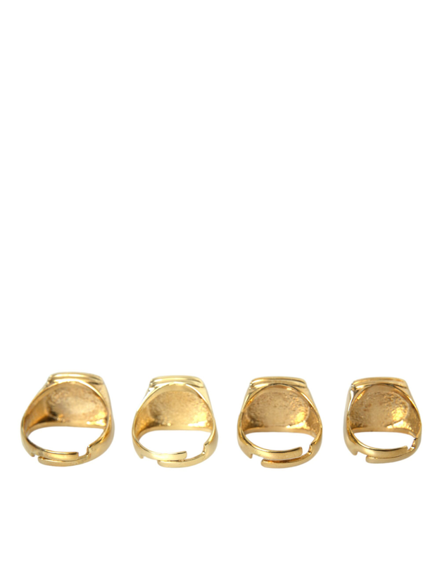 Gold brass king enamel set of 4 ring-null