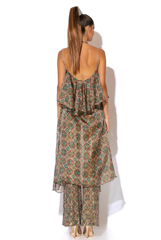 Frilled top with embellished straps-null