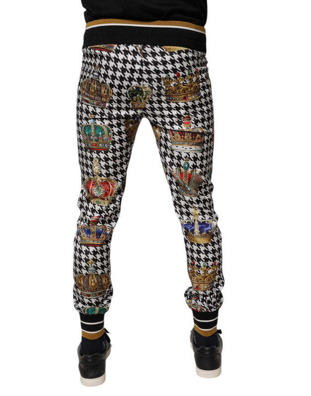Multicolor houndstooth crown men sweatpants pants-null