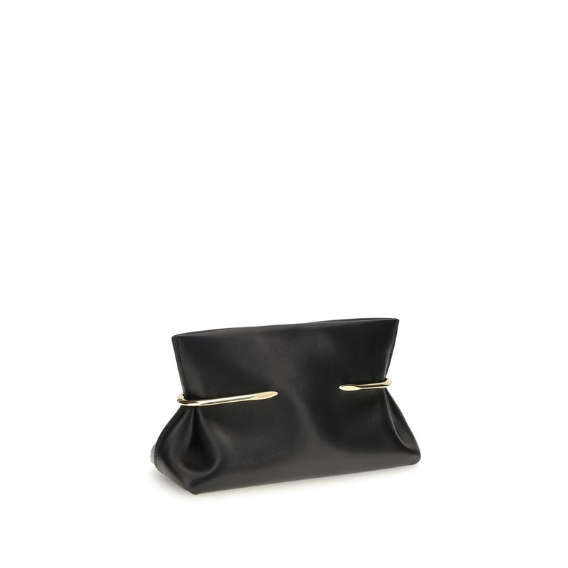 Black napa leather / calf bos taurus clutch bag-null
