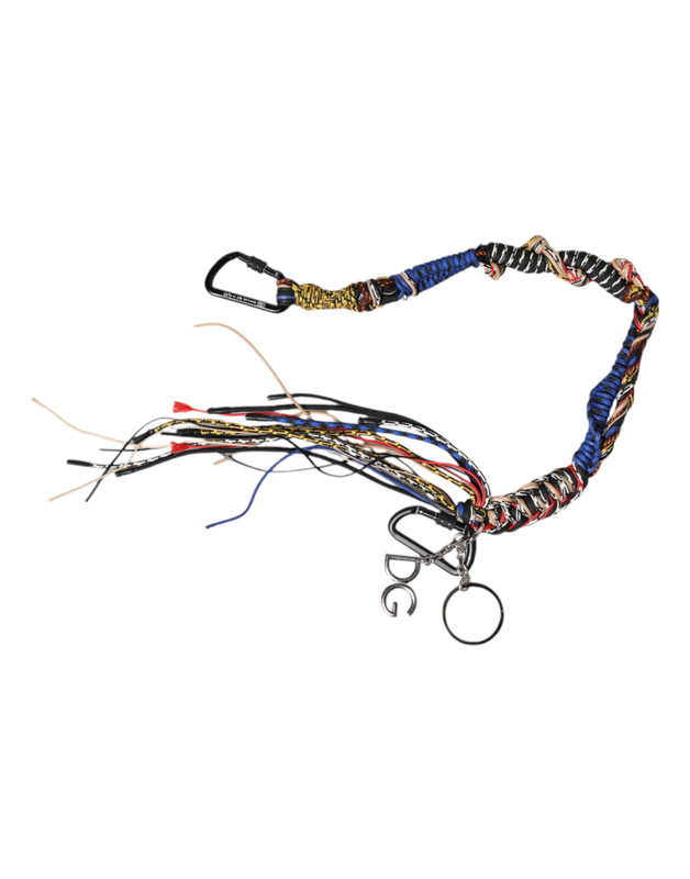 Multicolor braided rope logo bag shoulder strap-null