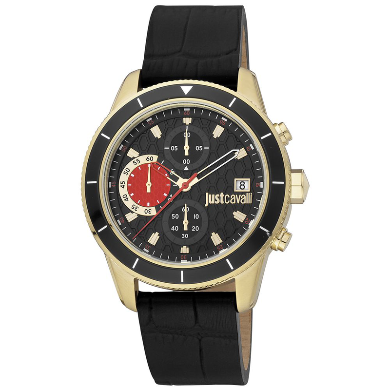 Black leather watch-null