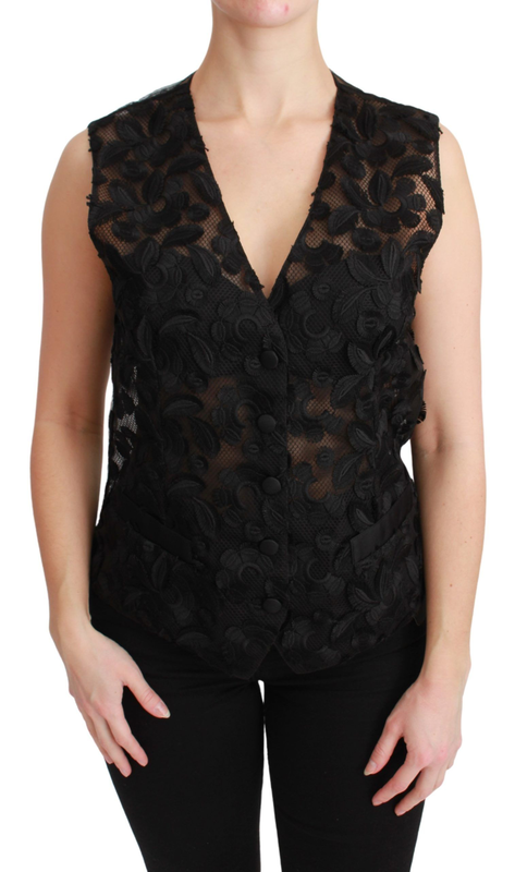 Black floral brocade top gilet waistcoat-null