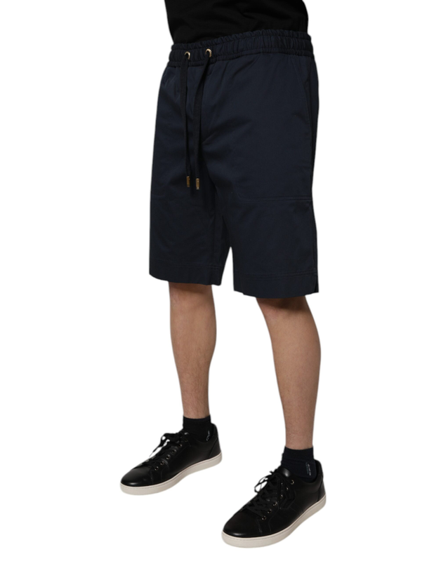 Navy blue cotton stretch men bermuda shorts-null