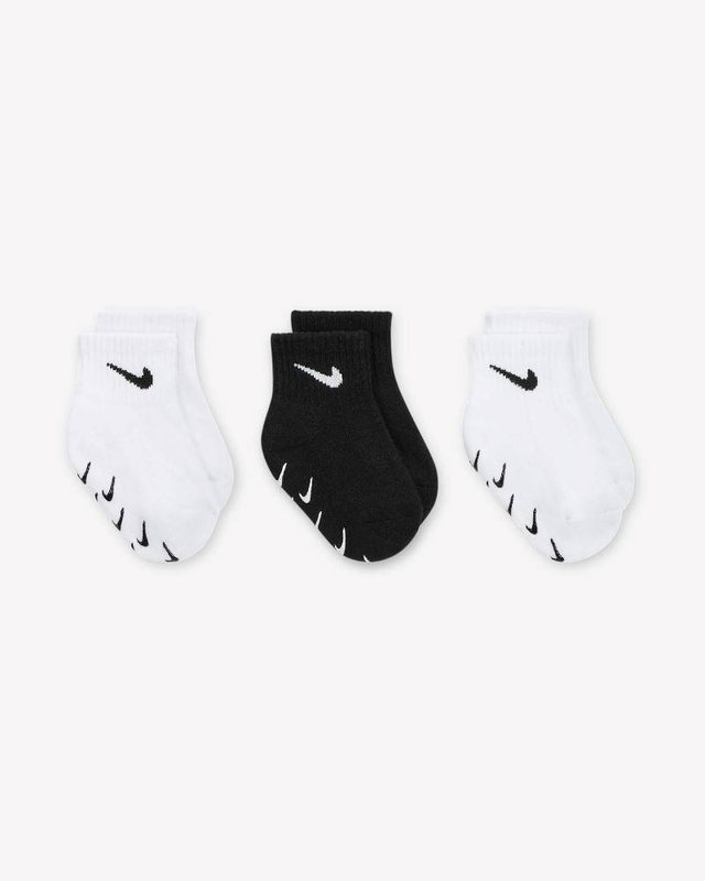 Nike 3pk infant/toddler gripper quarter socks image number null