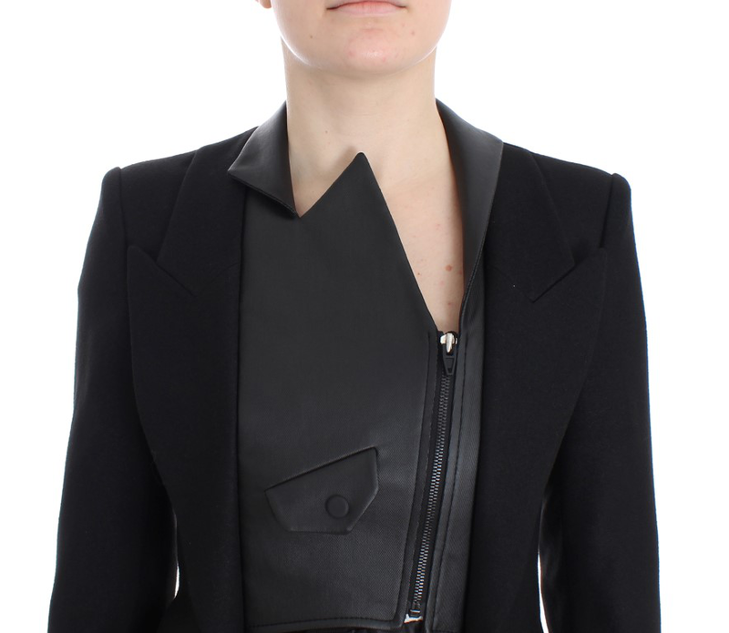 Black short blazer coat biker jacket-null