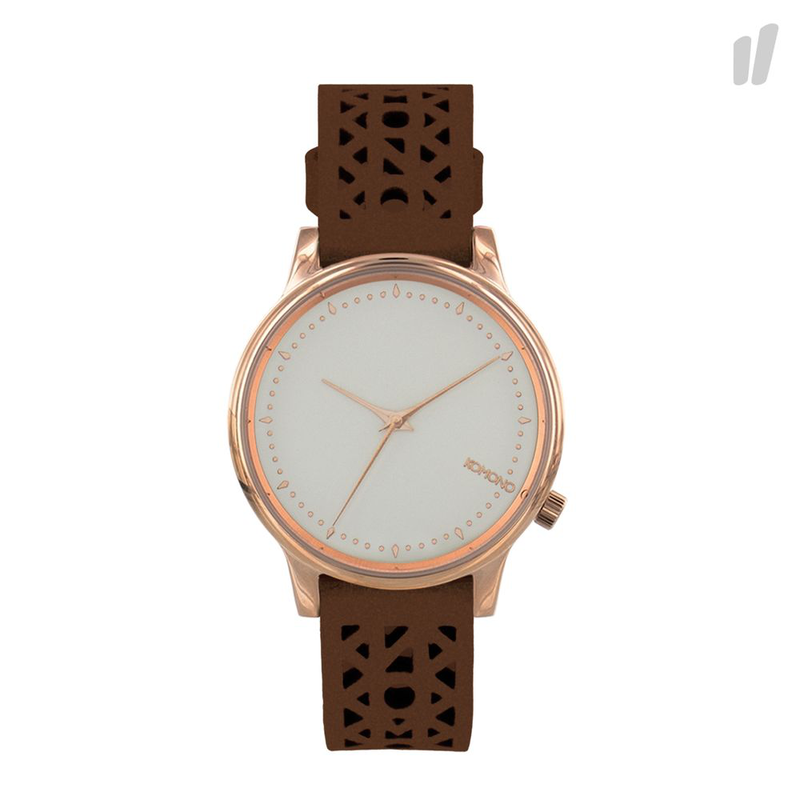 Brown leather dress watch-null