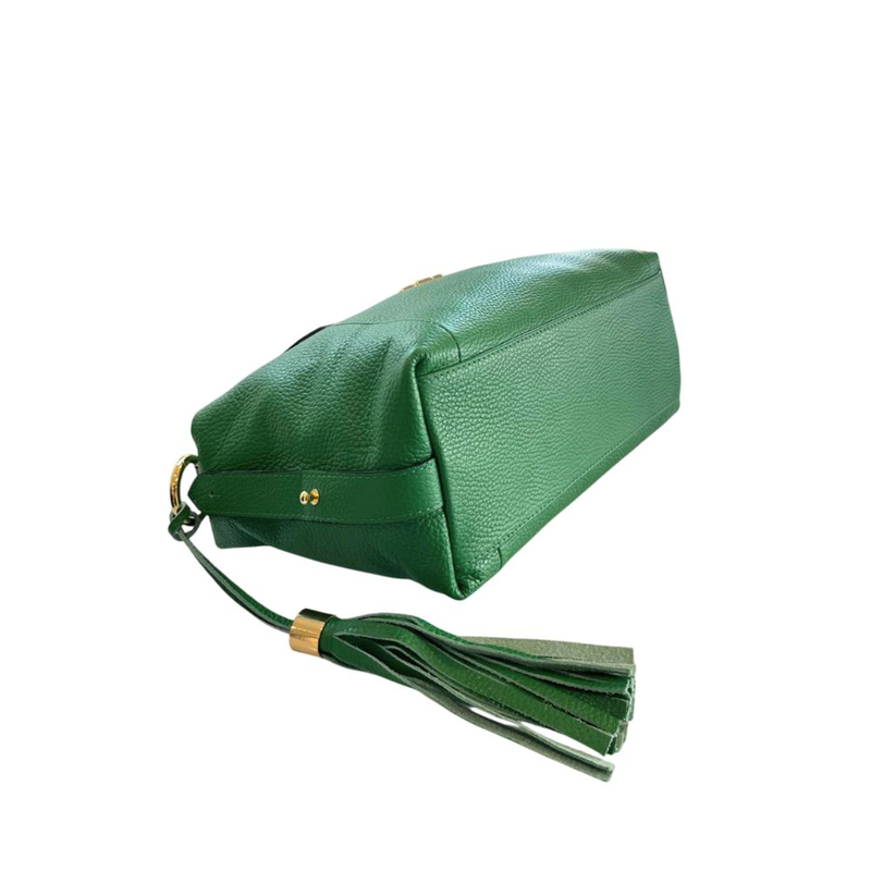 Green leather women handbag-null