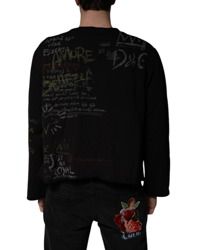 Black dg heaven crew neck pullover sweater-null
