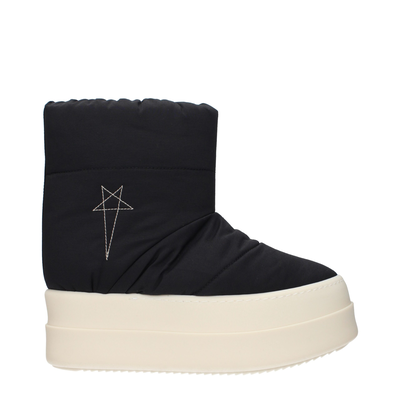 Black fabric ankle boots, Black, medium