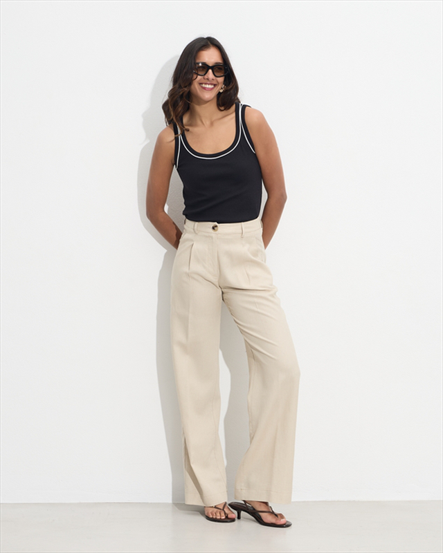 Trouser linen pleated-null