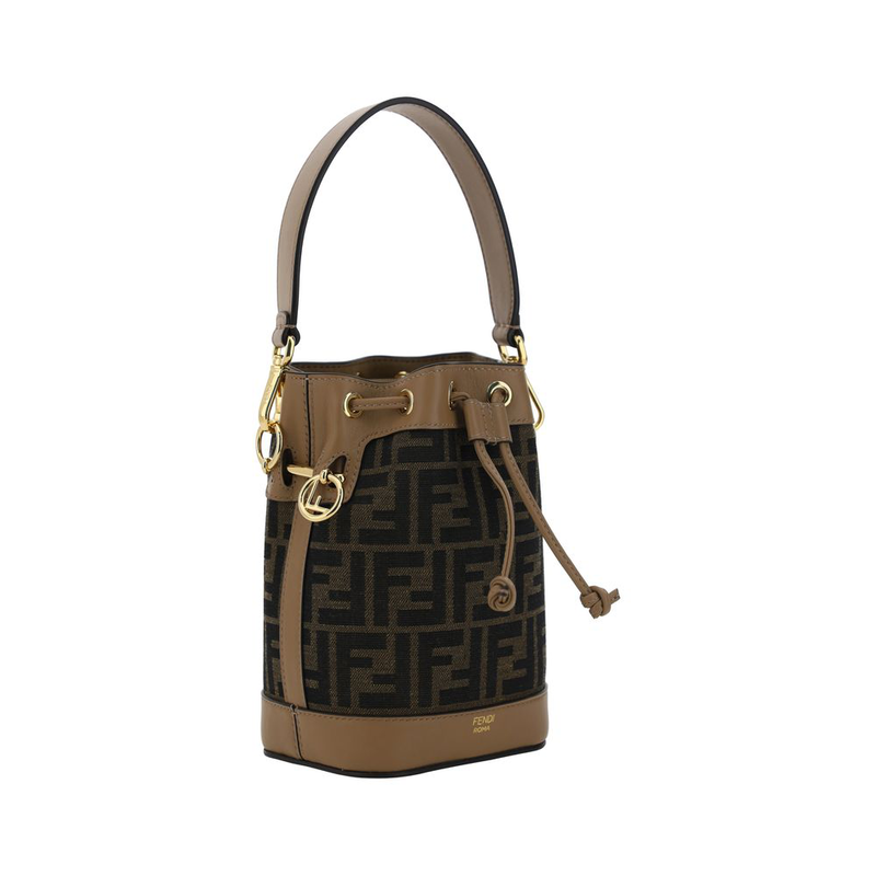 Brown polyester backet bag-null