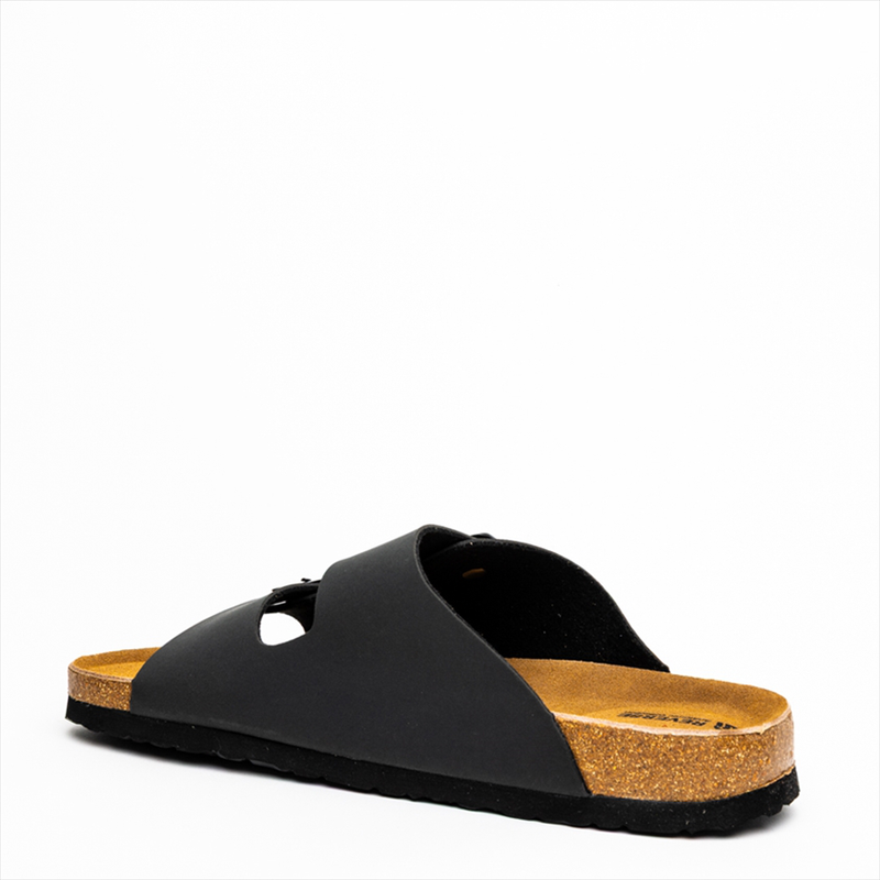 Reverse slider sandal with buckle detail on straps breathable comfort footbed with shock absorber-null