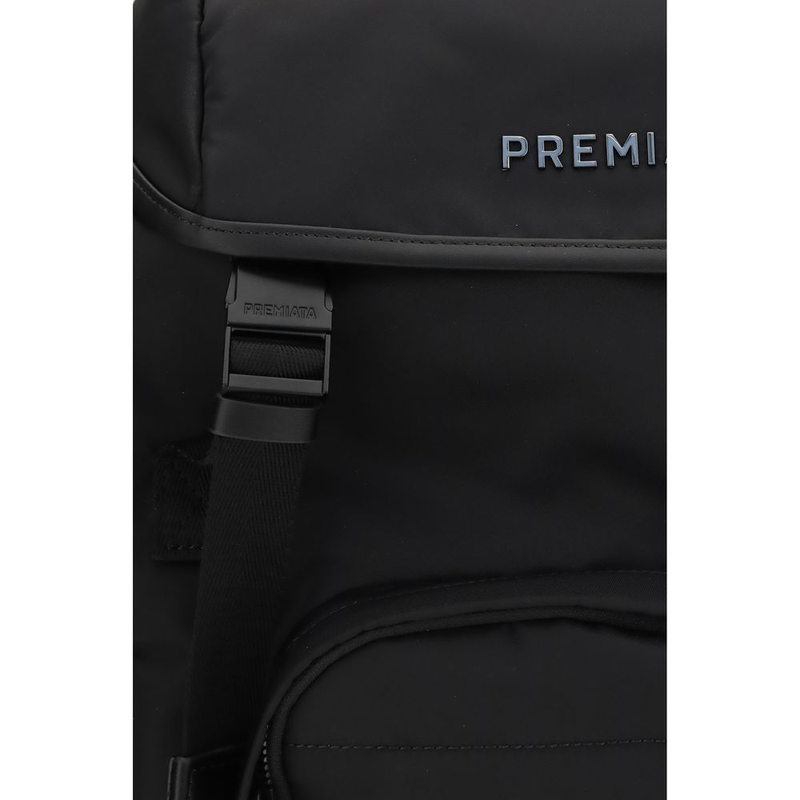 Black nylon backpack-null