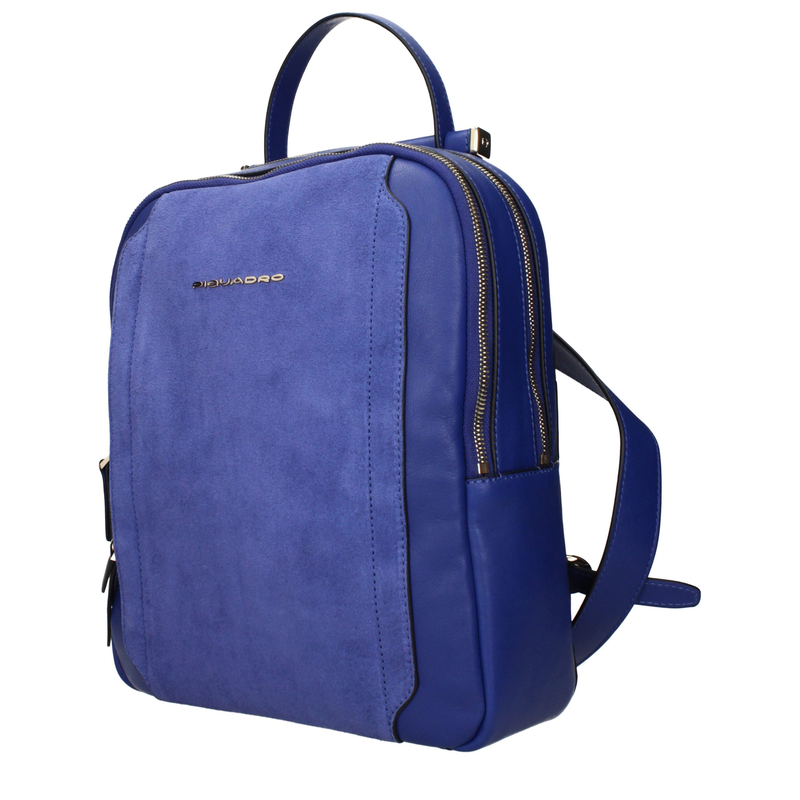 Blue leather backpack-null