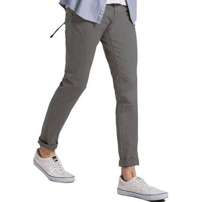 Slim chino with belt παντελονι ανδρικο castlerock grey