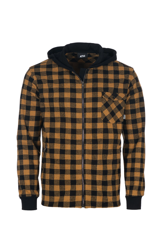 No name athens check printed amorgos plaid hooded overshirt image number null