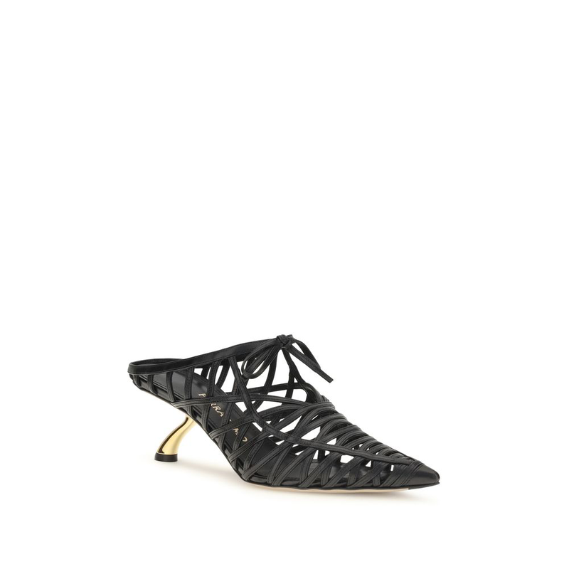 Black calf leather bos taurus mules-null