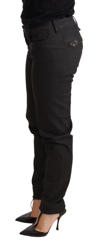 Black low waist skinny slim trouser cotton jeans-null