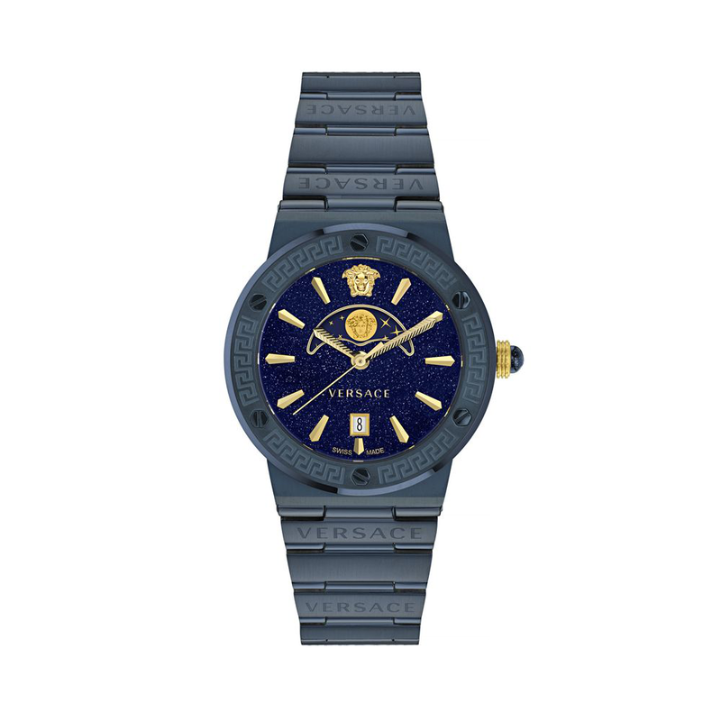 Blue stainless steel dress watch-null