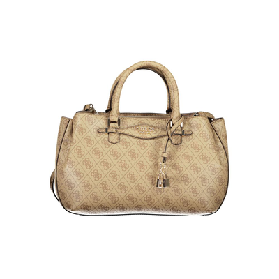 Beige polyurethane women handbag, Beige, medium