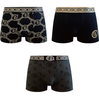 3 pcs mens boxer briefs  modern with external rubber #h02x3, Assorte, medium