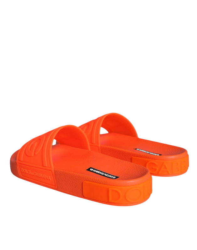 Orange rubber slides sandals beachwear shoes-null