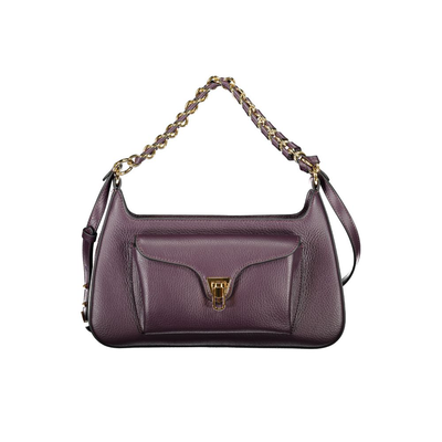 Viola leather women handbag, Purple, medium