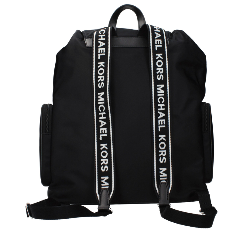 Black fabric backpack-null