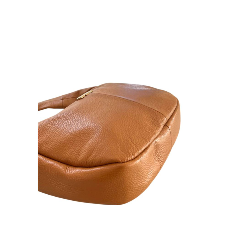 Brown leather women shoulder bag-null
