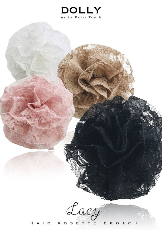 Dolly by le petit tom &reg; lacy hair rosette/ broach off-white-null