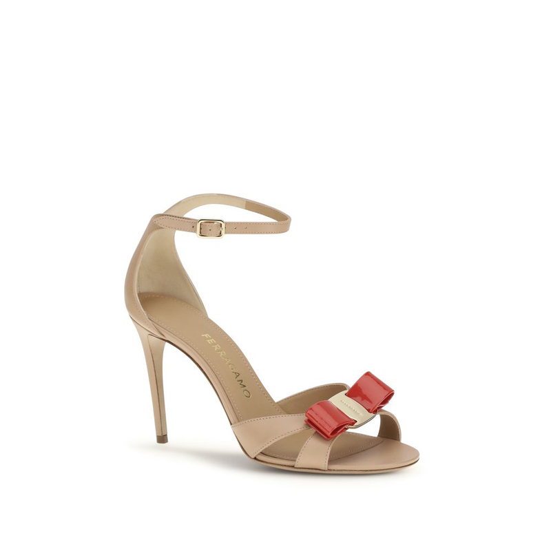 Beige calf leather bos taurus stiletto heel sandals-null