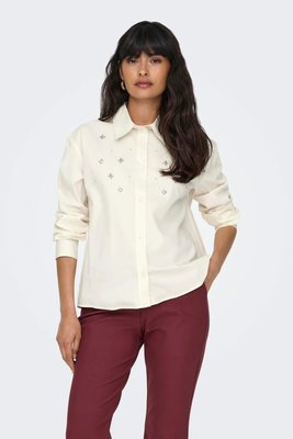 Only esta shirt strass, Ecru, medium