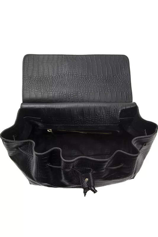 Black leather women shoulder bag-null