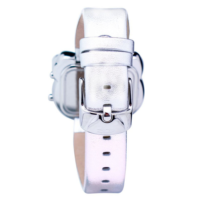 Silver leather digital watch-null